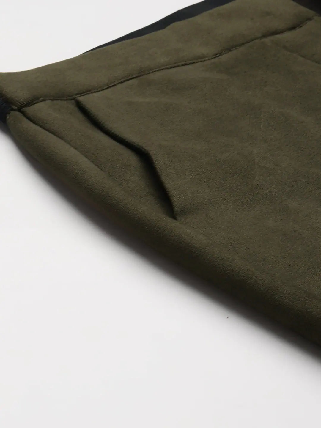 Olive Suede Straight Fit Pants - Modern Women's Trousers