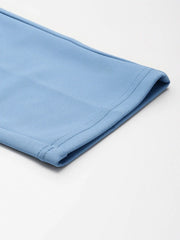 Blue Scuba Front Button High Waist Pants