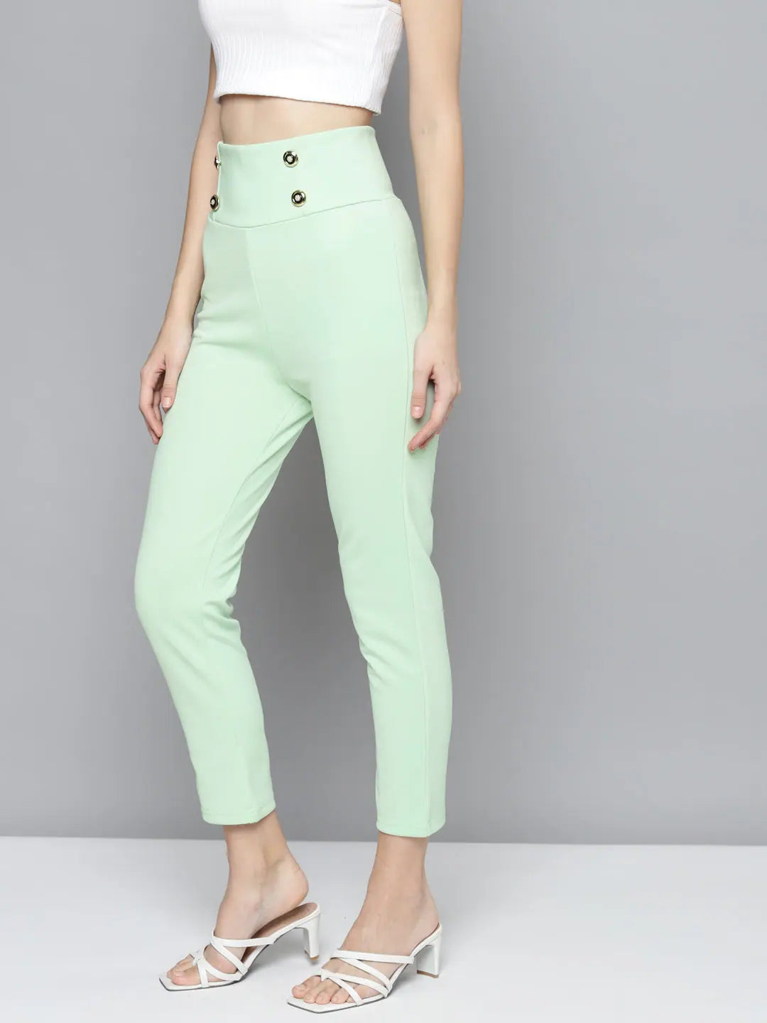 Mint Green High Waist Pants | Women's Lehenga Look