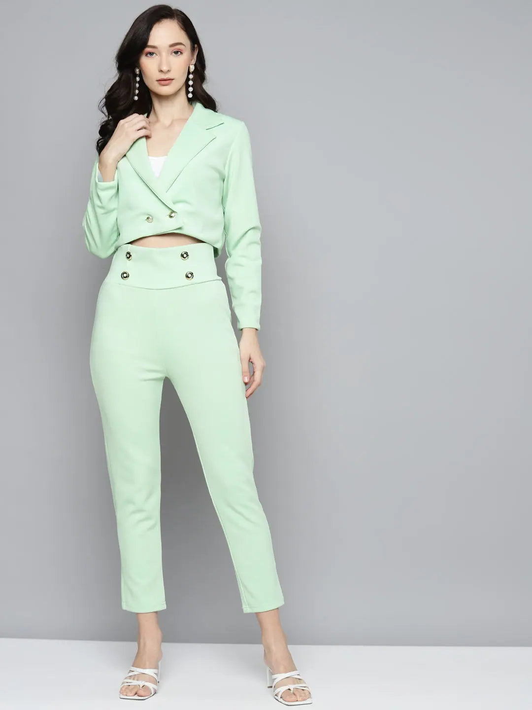 Mint Green High Waist Pants | Women's Lehenga Look