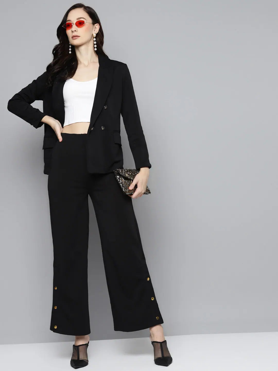 Black Flared Track Pants - Women's Gym Clothes & Activewear