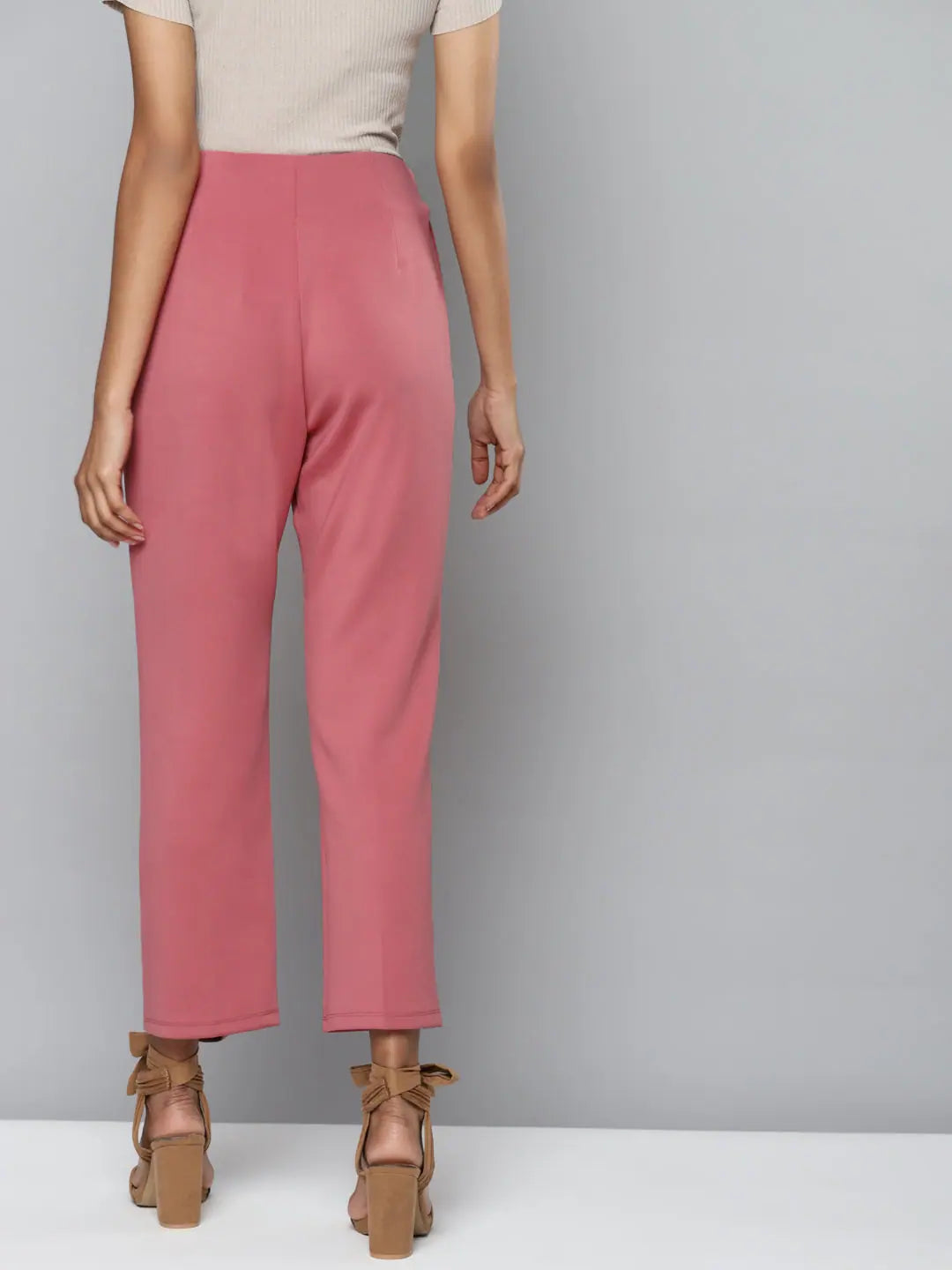 Coral Scuba Tapered Pants - Front Button Detail