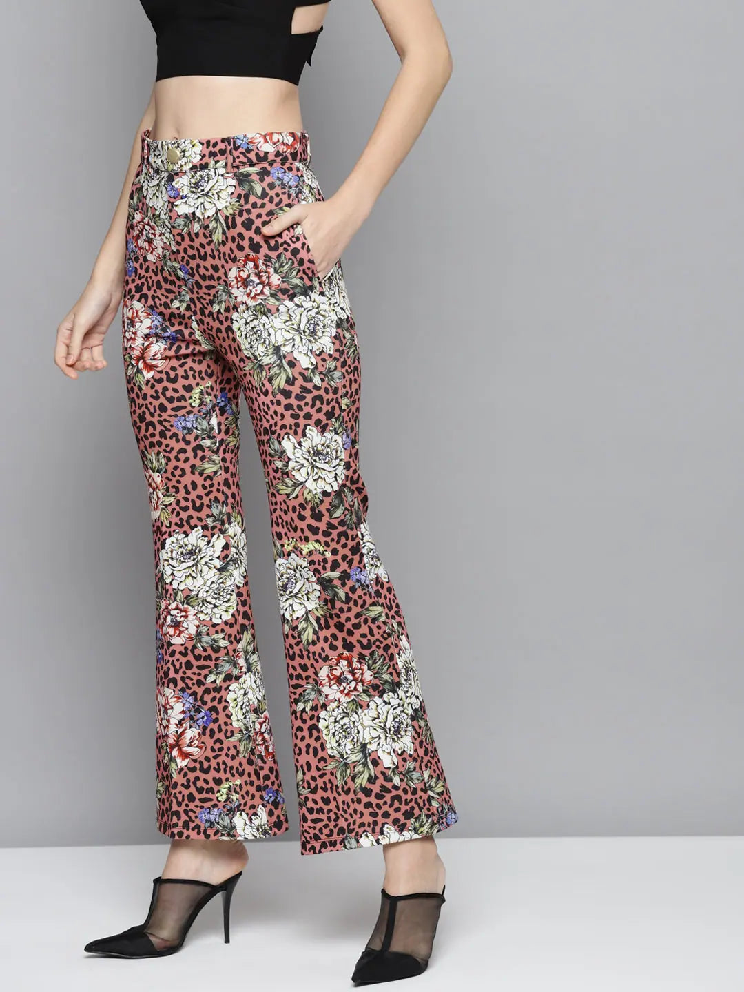 Pink Scuba Animal Floral Bell Bottoms | Women's Western Wear