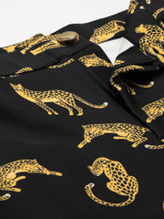 Black Scuba Cheetah Bell Bottom Pants