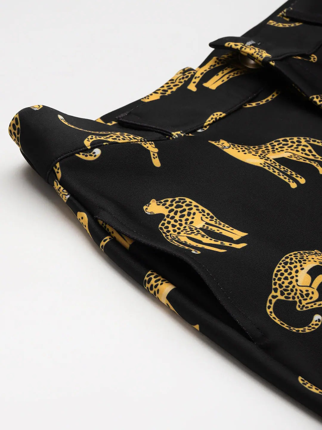 Black Scuba Cheetah Bell Bottom Pants - Women's Bottoms