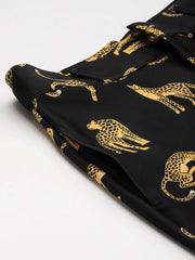 Black Scuba Cheetah Bell Bottom Pants