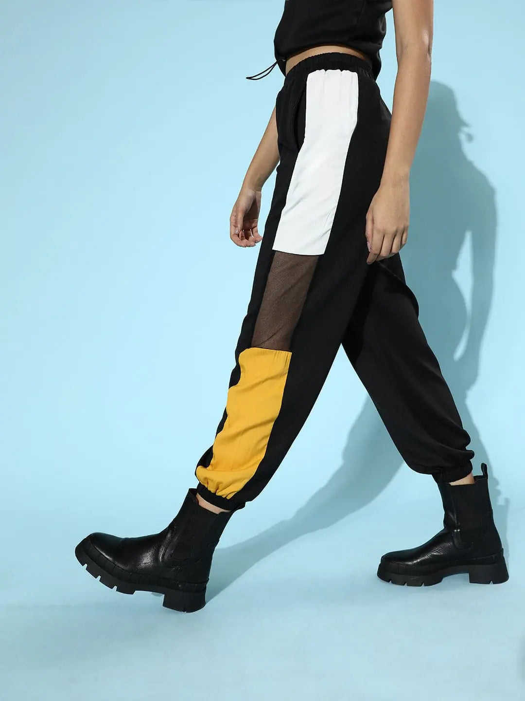 Black Scuba Color Block Joggers | Women's Western Wear