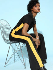 Black Scuba Wide Tape Detail Track Pants