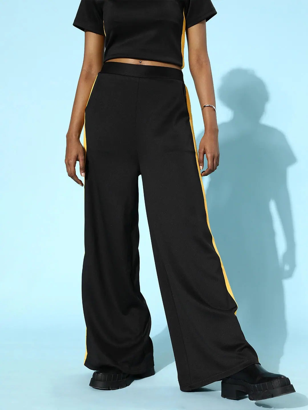 Black Tape Detail Track Pants | Gym Clothes for Women Online