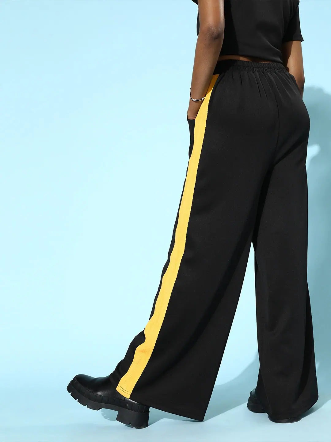 Black Tape Detail Track Pants | Gym Clothes for Women Online