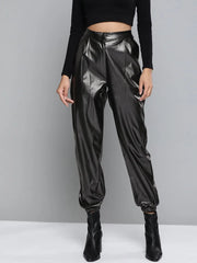 Black PU Joggers
