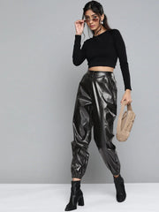 Black PU Joggers