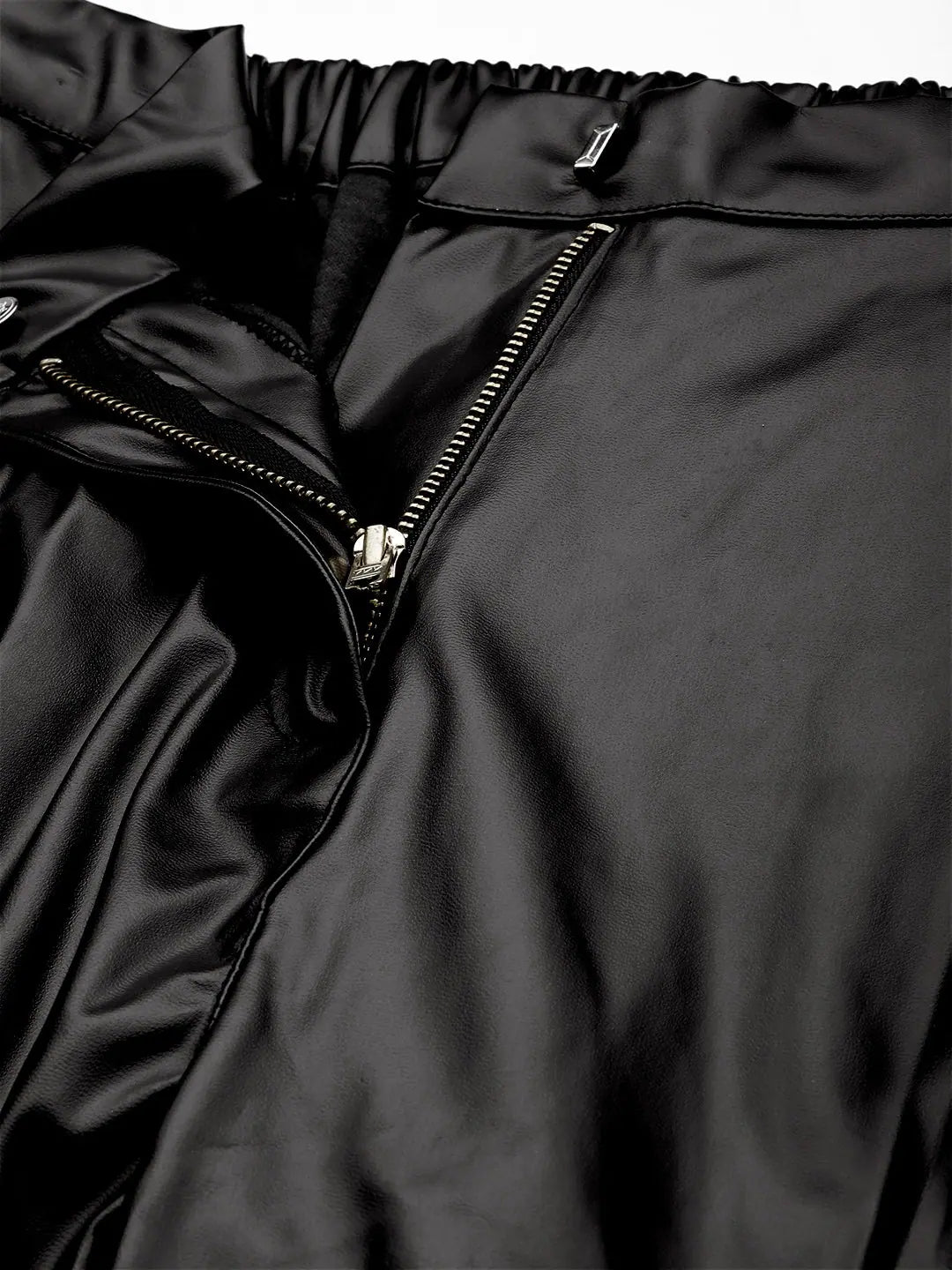 Black PU Joggers | Comfort Fit, Ankle Length