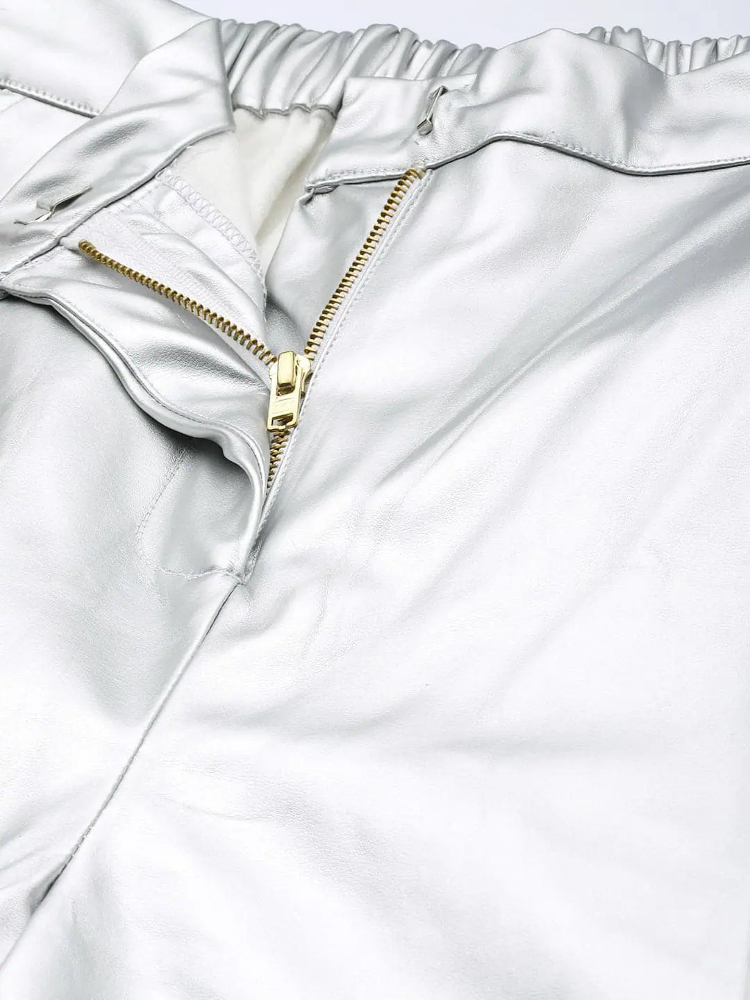 Silver Metallic PU Joggers - Women's Western Wear Outfits