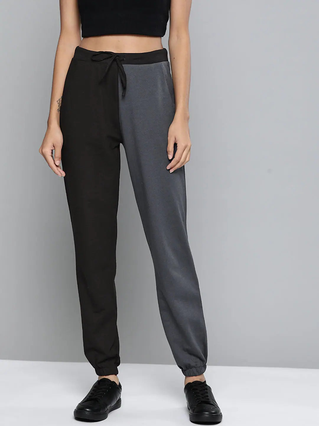 Black & Navy Color Block Joggers | Festive Lehenga Look