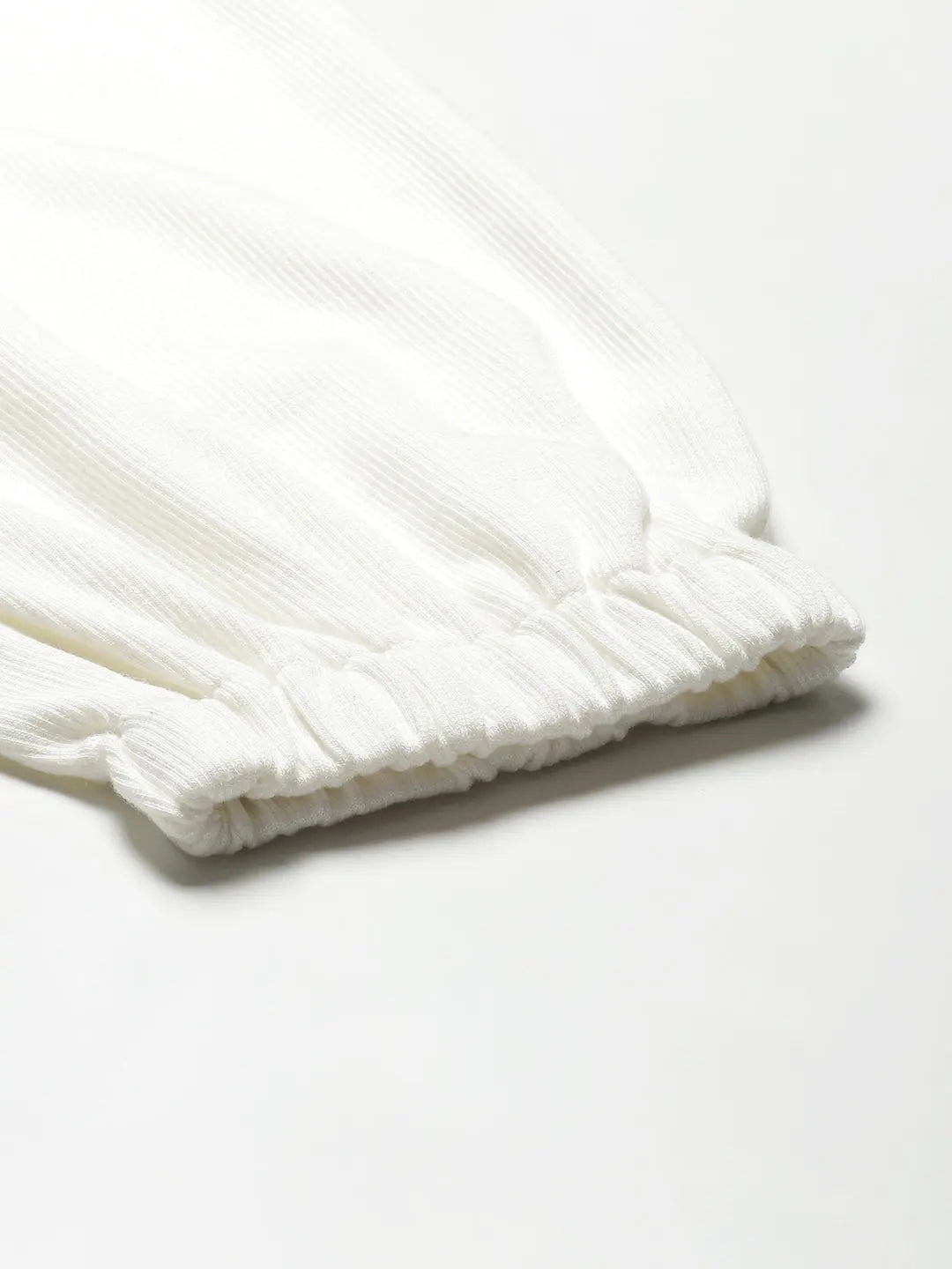 White Ribbed Drawstring Joggers | Women's Western Clothing