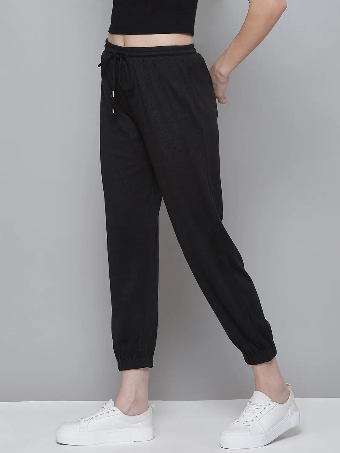 Black Ribbed Joggers - Stylish Women's Western Wear Outfits