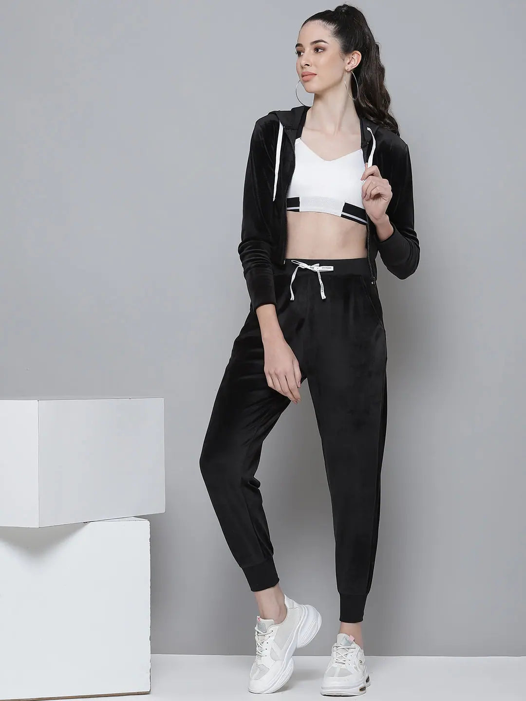 Black Velour Joggers: Women's Western Wear | Comfort Fit
