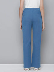Blue Rib Straight Pants