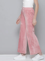 Pink Velour Studded HEART Wide Leg Pants