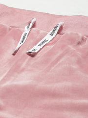 Pink Velour Studded HEART Wide Leg Pants