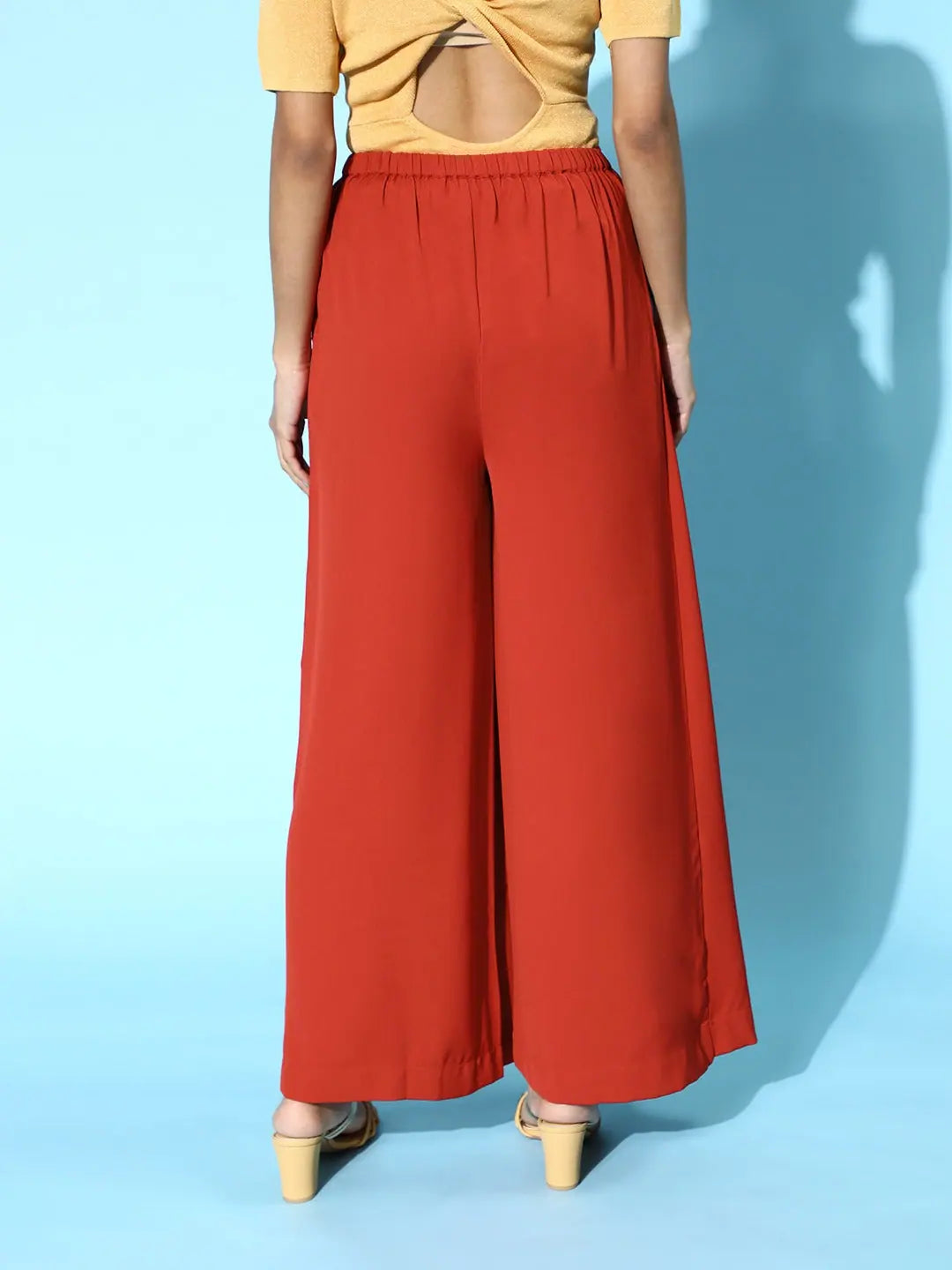 Rust Frill Front Pants - Women's Comfortable Lehenga Alternative