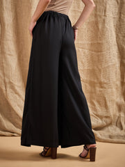 Women Black Front Frill Pants-SFPANT5531