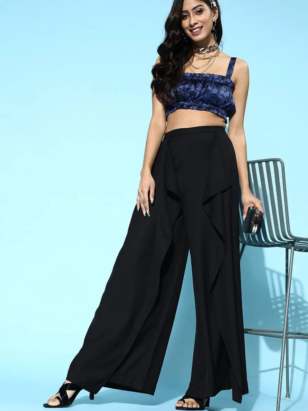 Black Frill Pants | Women's Western Wear | Flared Leg