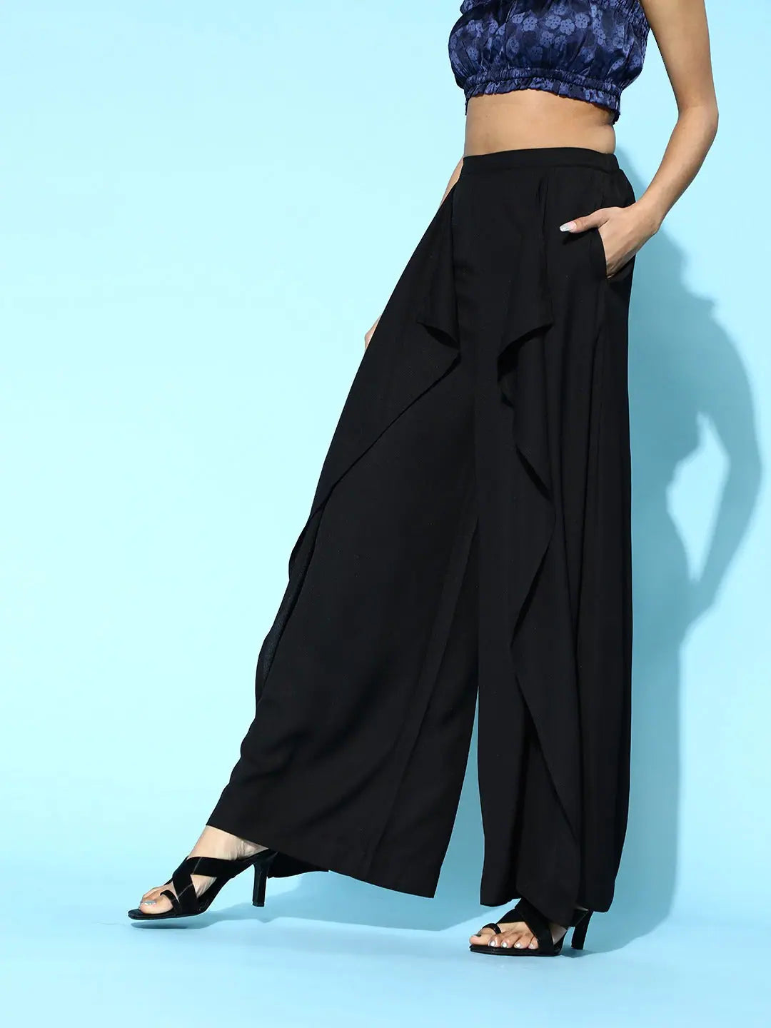 Black Frill Pants | Women's Western Wear | Flared Leg