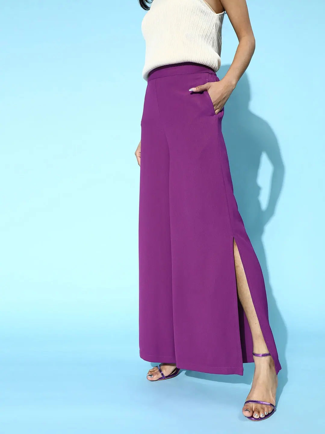Purple Side Slit Comfort Pants - Women's Western Wear