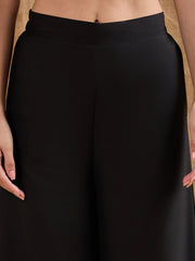 Women Black Side Slit Peekaboo Comfort Pants-SFPANT5533