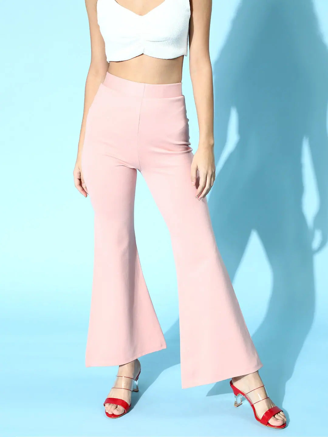Dusty Pink Bell Bottom Pants - Side Slit -  Ethnic Lehenga Style