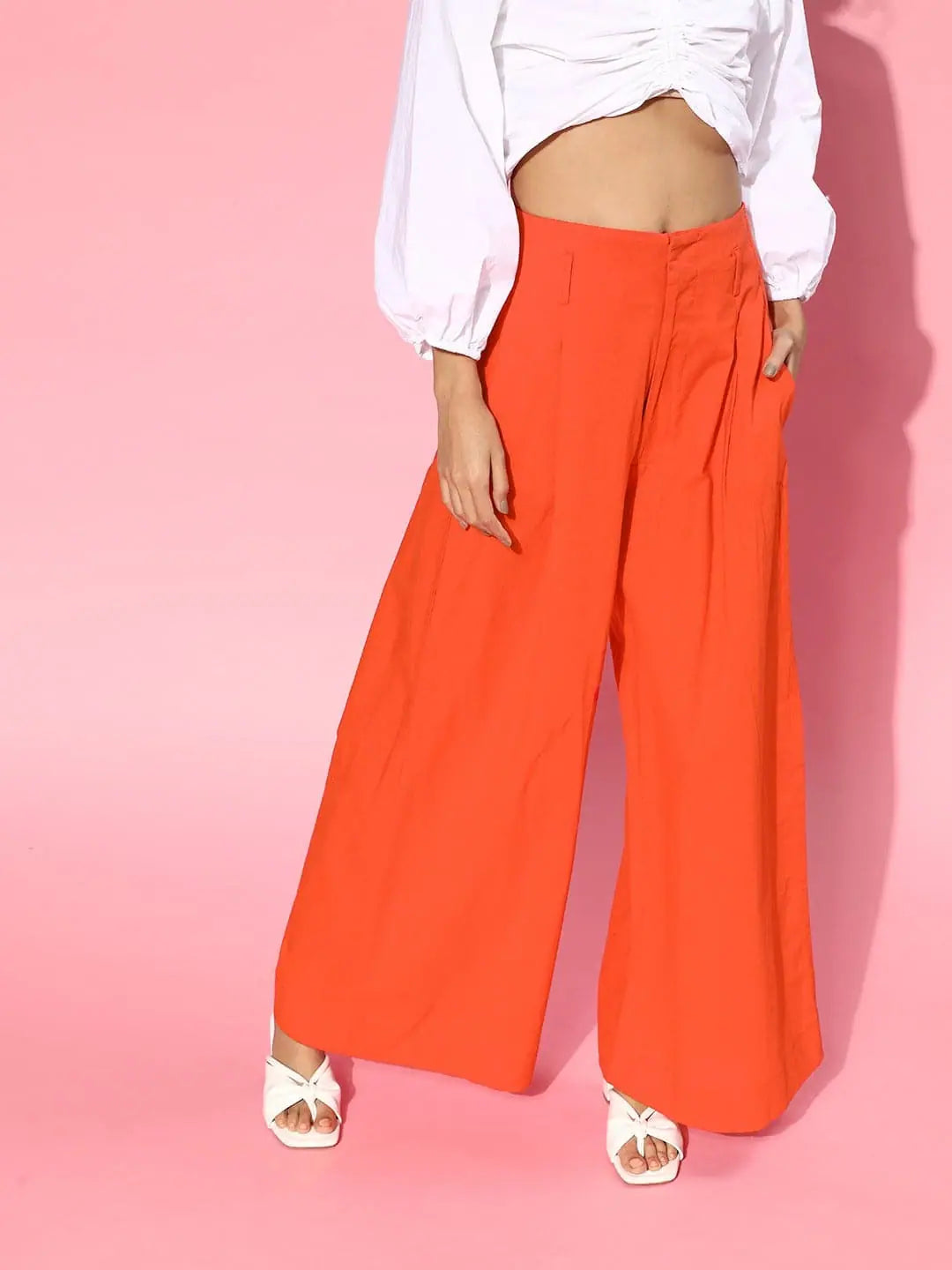Red High Waist Wide Leg Pants | Women's Western Clothing