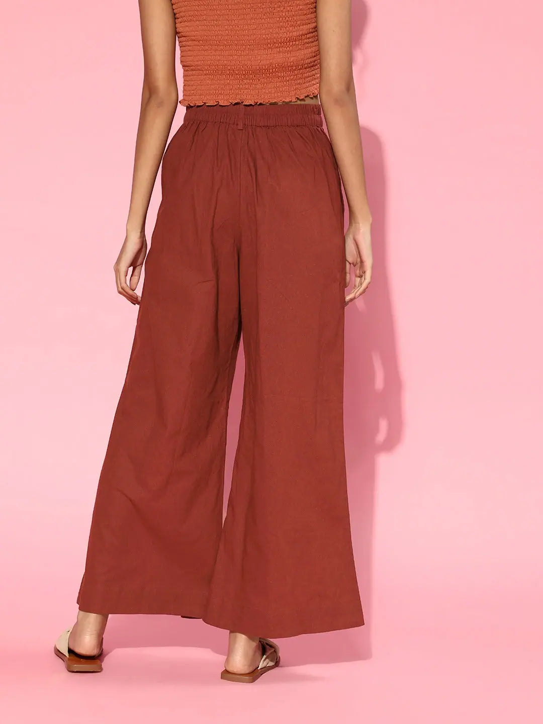Women Maroon Wide Leg Pants - Modern Western Outfits