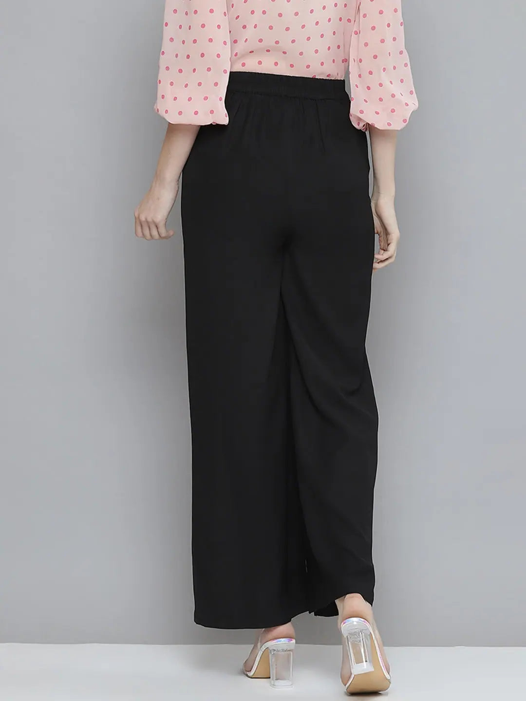 Black Wide Leg Pants with Front Slit | Women's Fashion