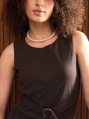 Women Brown Zipper Belted Top With Pants-SFSETS42314-51209