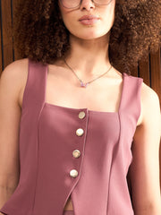 Women Pink Button Down Top With Elasticated Pants-SFSETS42318-51213