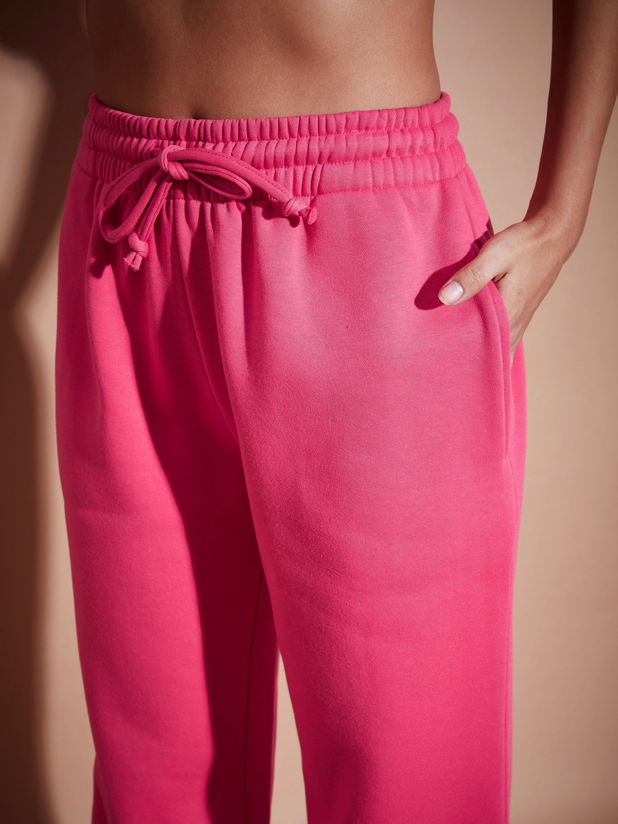 Women Pink Premium Fleece Oversized Sweatshirt With Joggers-SFSETS95769