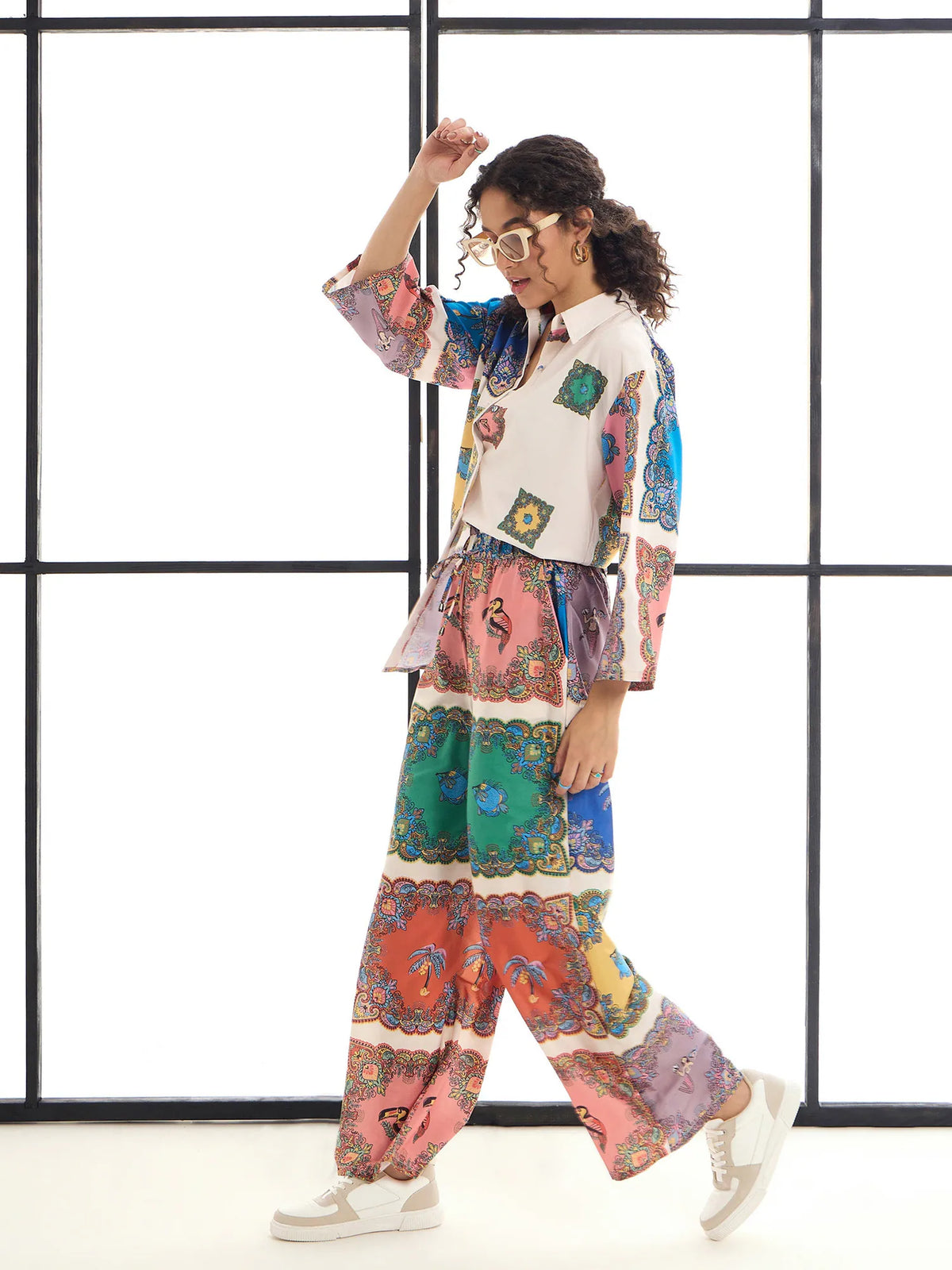 Women Multi Colour Conversational Printed Shirt With Pants-SFSETS95984