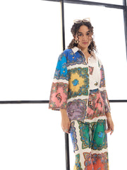 Women Multi Colour Conversational Printed Shirt With Pants-SFSETS95984
