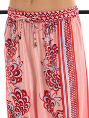 Women Pink & Red Floraled Lounge Shirt With Pants-SFSETS95987