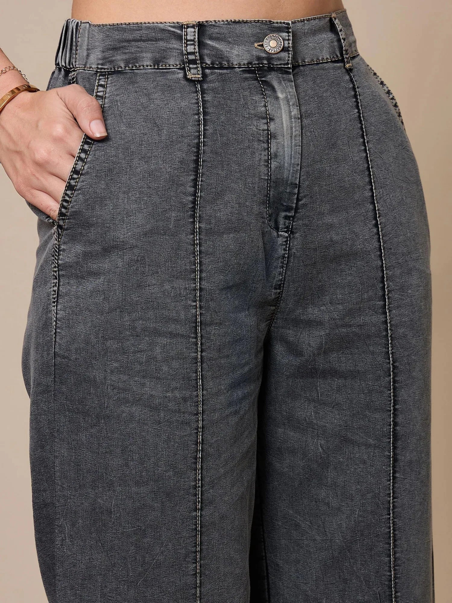 Washed Black Vest Top & Pants Two Piece Sets for Women