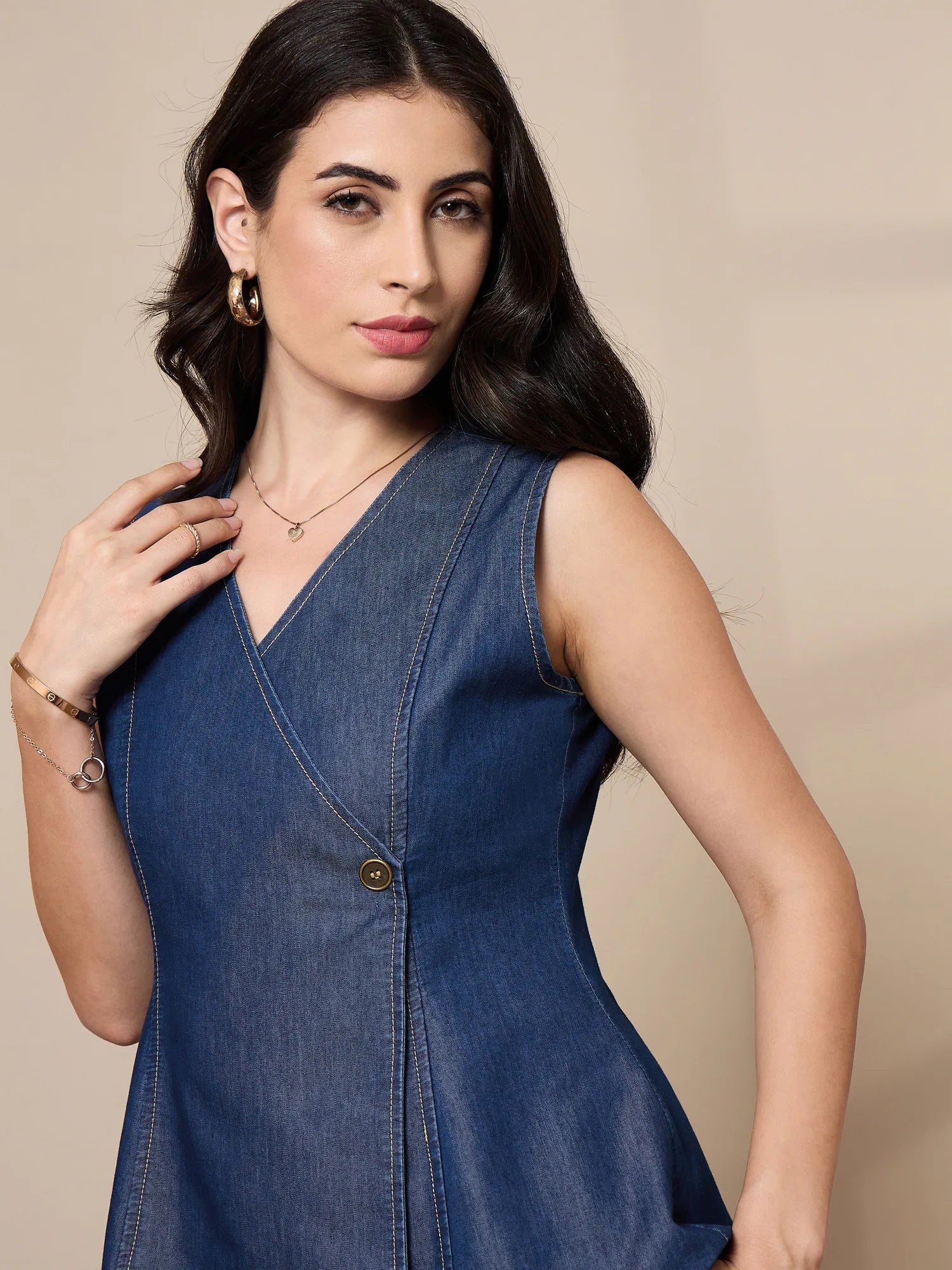 Blue Vest Top and Flared Pants Co Ord Sets for Women