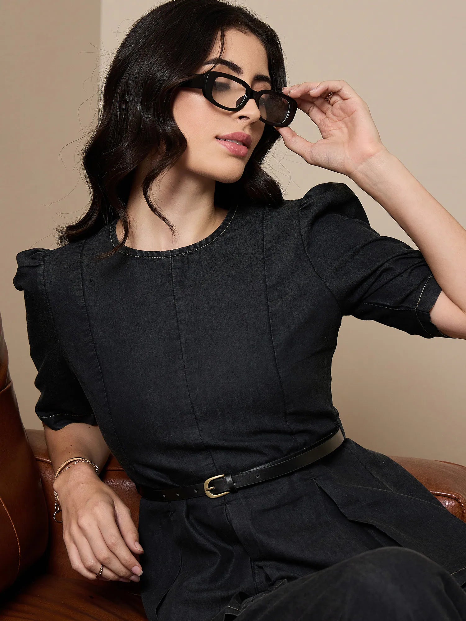 Elegant Black Peplum Top and Pants Co Ord Sets for Women