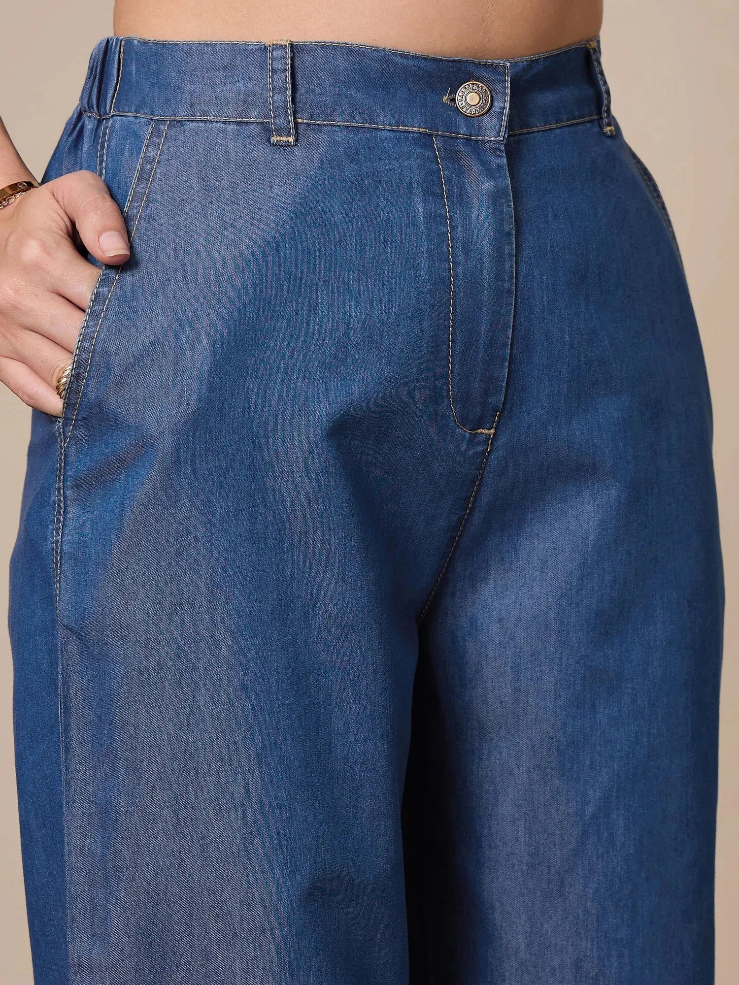 Blue Peplum Top and Flared Pants Co Ord Sets for Women