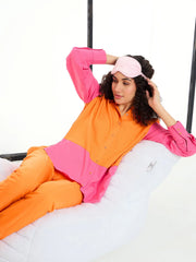 Women Orange & Pink ColorBlock Shirt With Pants-SFSETS96017