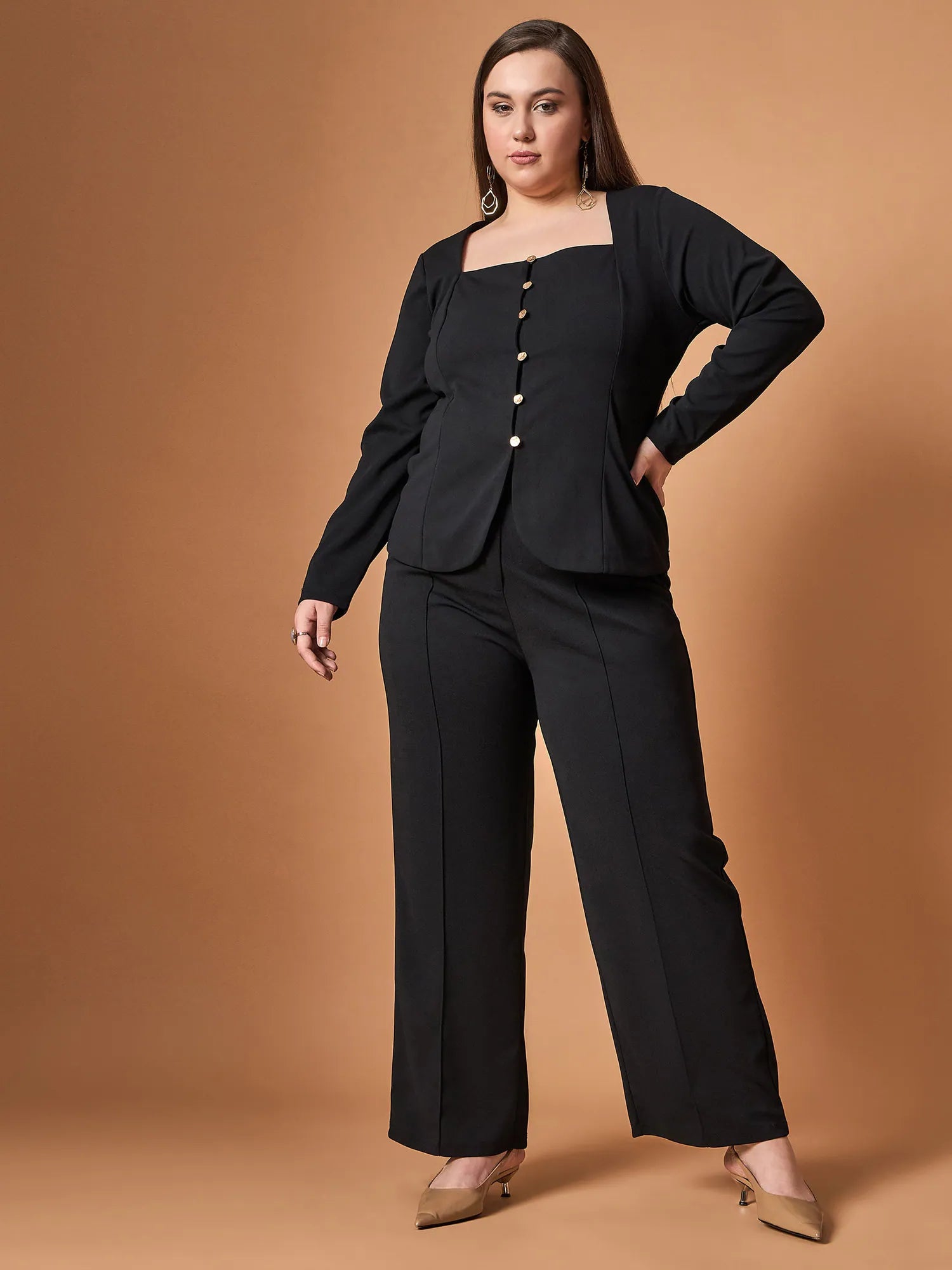 Chic Black Co Ord Set: Women's Top and Pants Two Piece Sets