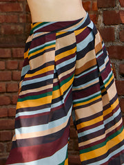 Women Yellow Multicolor Stripes Top With Flared Pants-SFSETS96135