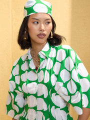 Women Green Polka Dot Shirt with Shorts-SFSETS96146