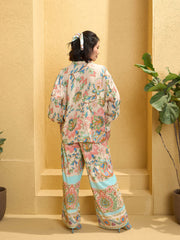 Women Beige Floral Border Print Shirt With Pants-SFSETS96148